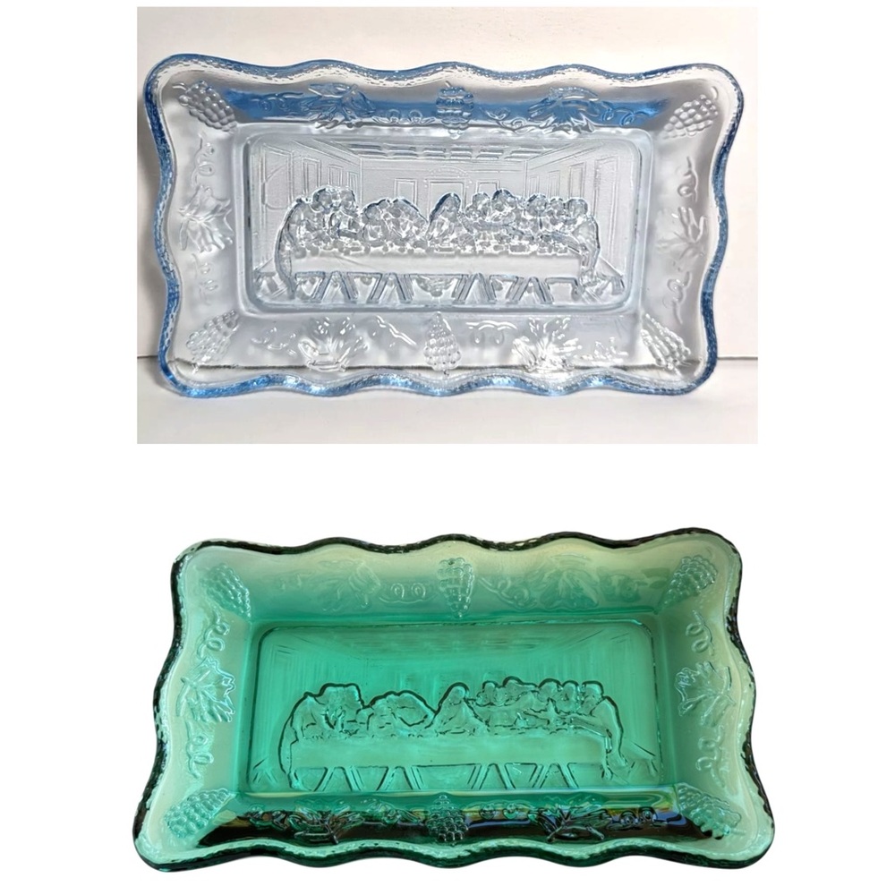 Vintage Tiara by Indiana Glass Mini Last Supper Butter Dish Plate